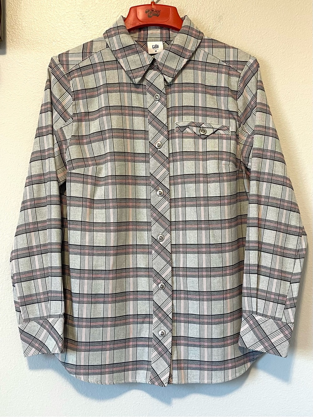 Cabi Hideout Shacket - Houndstooth Plaid Cheer - Size Medium